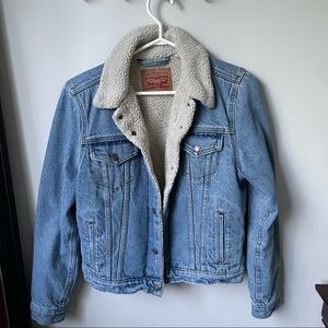 Original Faux Shearling-Trimmed Denim Trucker Jacket